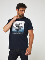 ESPRIT Tee-shirt Motif Plac Coton Bio Bleu marine