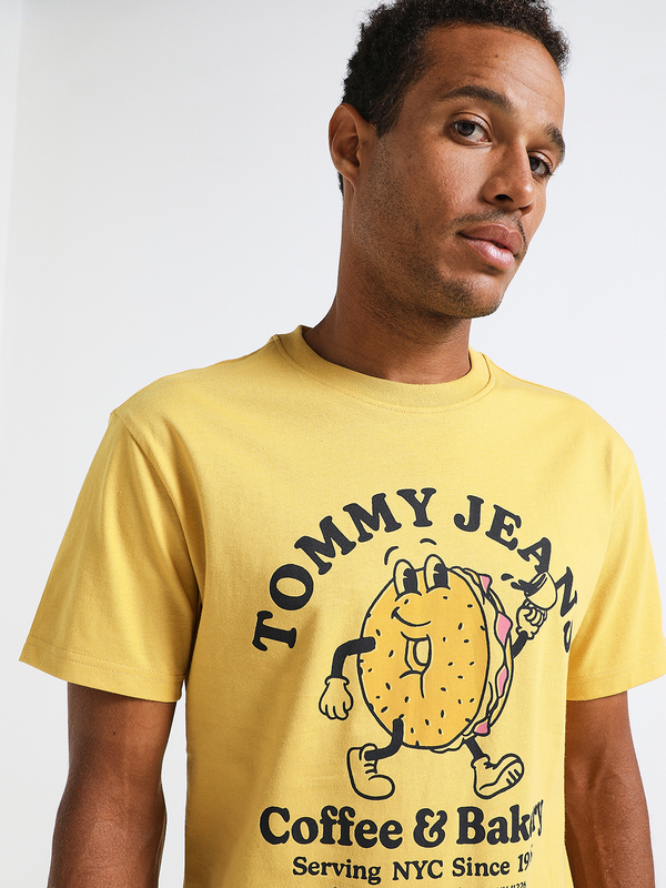 TOMMY JEANS Tee-shirt  Imprim Bagel Jaune moutarde Photo principale