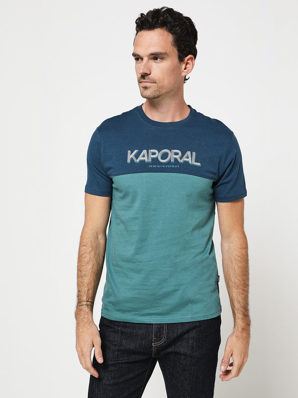 KAPORAL Tee-shirt Bicolore Maxi Logo Bleu Photo principale