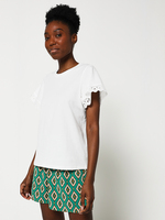 ONLY Tee-shirt  Manches Courtes Avec Broderie Anglaise Blanc