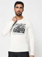 PETROL INDUSTRIES Tee-shirt Manches Longues, Print Moto Blanc cass