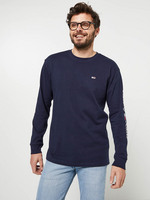 TOMMY JEANS Tee-shirt Manches Longues, Signature Brode Bleu marine