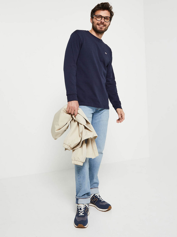 TOMMY JEANS Tee-shirt Manches Longues, Signature Brode Bleu marine Photo principale