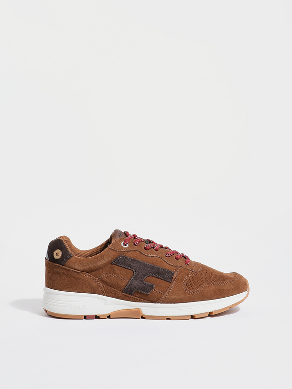 FAGUO Basket Cuir Velours Style Running Camel