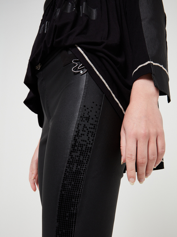 ELISA CAVALETTI Pantalon Enduit Coupe Slim Noir Photo principale