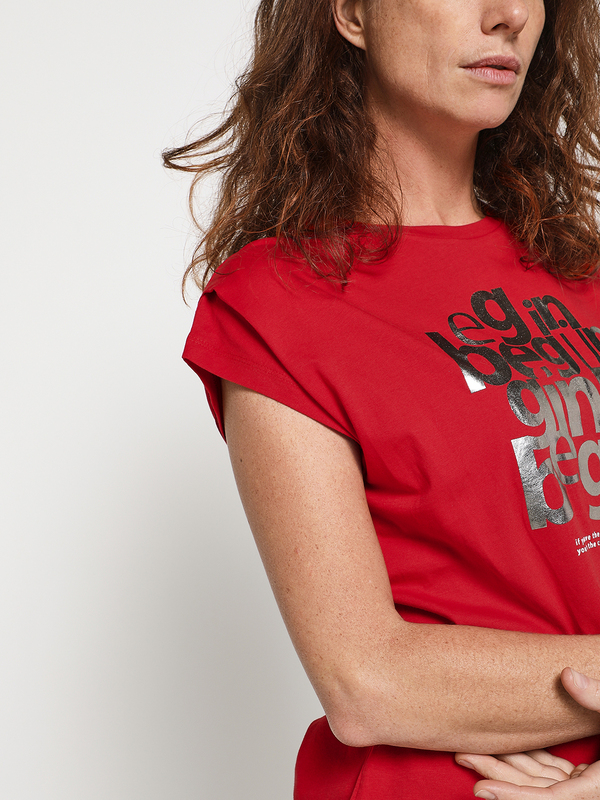 S OLIVER Tee-shirt Coupe Loose Avec Message Rouge Photo principale