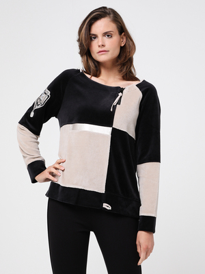 ELISA-CAVALETTI Sweat-shirt En Velours Bicolore Noir
