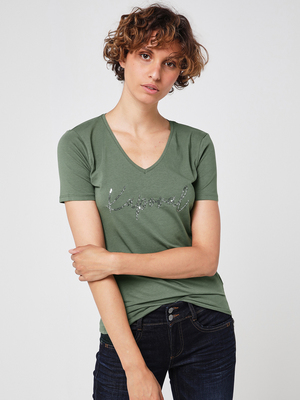 KAPORAL Tee-shirt Logo En Sequins Vert kaki
