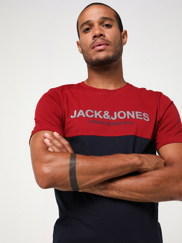 JACK AND JONES Tee-shirt Bicolore Avec Logo Rouge Photo principale