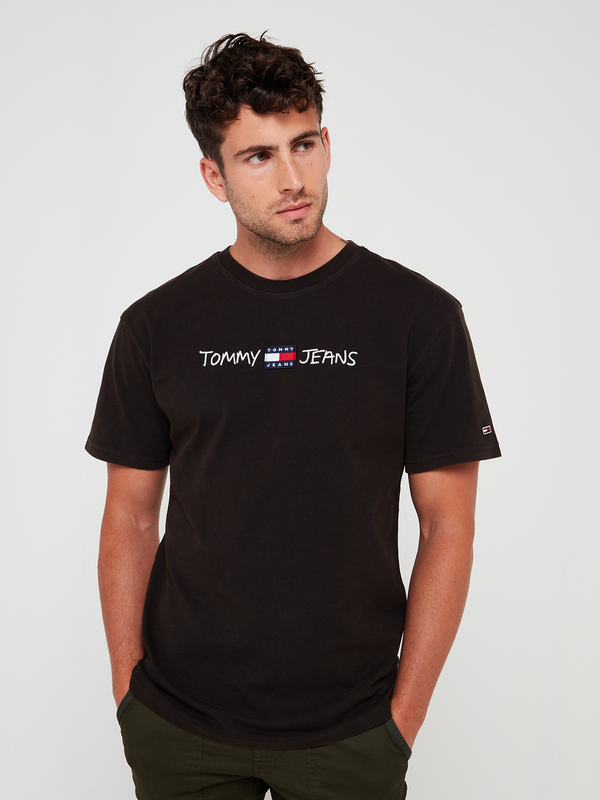 TOMMY JEANS Tee-shirt En Coton Bio Logo Brod Noir Photo principale