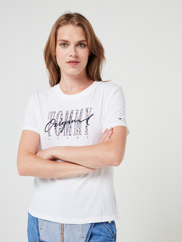 TOMMY JEANS Tee-shirt Logo Dtail Brod Blanc Photo principale