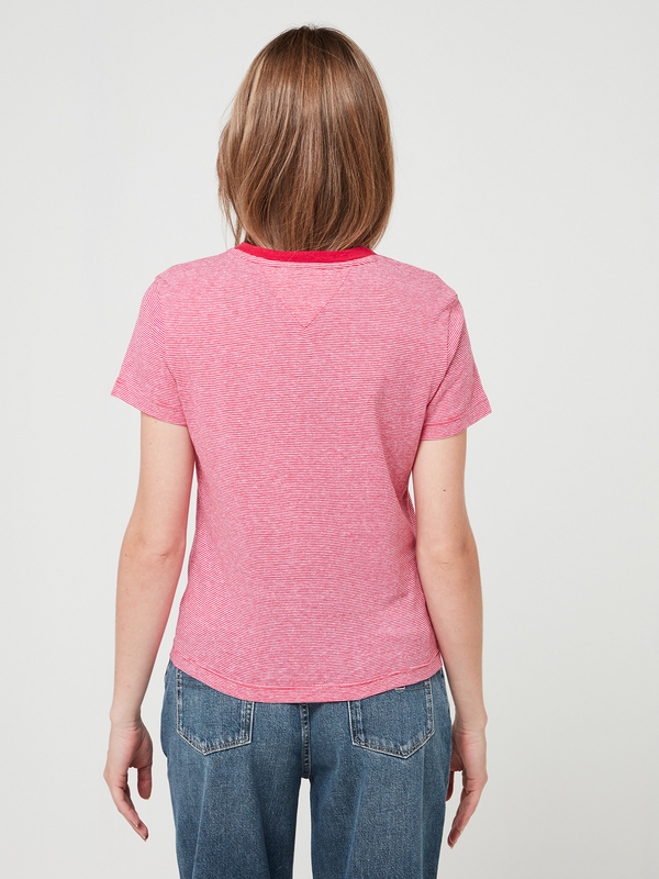 TOMMY JEANS Tee-shirt Micro Rayures Rose Photo principale