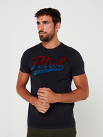 PETROL INDUSTRIES Tee-shirt Logo Floqu Velours Bleu marine