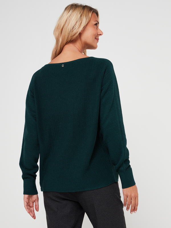 S OLIVER Pull Oversized En Maille Ctele Unie Vert Photo principale