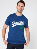 SUPERDRY Tee-shirt Logo Bicolore En Bouclette Bleu