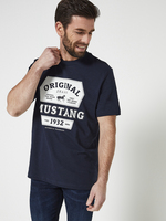 MUSTANG Tee-shirt Logo Style Craquel Bleu marine