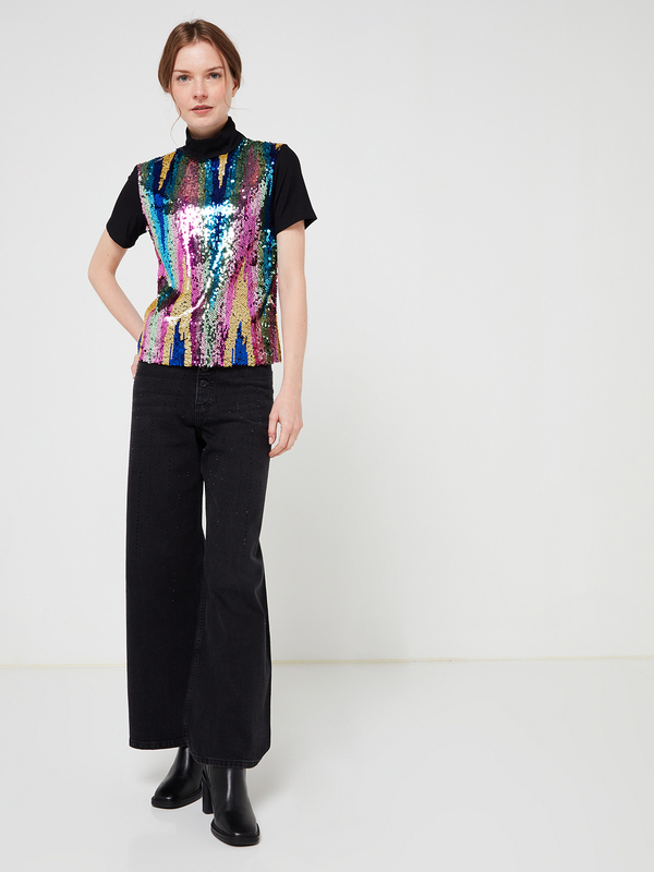 DESIGUAL Tee-shirt  Sequins Multicolore Noir Photo principale