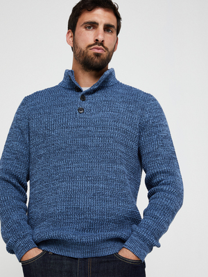 BASEFIELD Pull En Maille Perle Chine Bleu