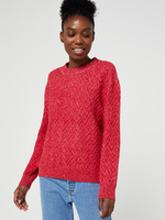 STREET ONE Pull Chin Moelleux En Maille Fantaisie Rouge