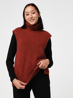 COMMA Pull Sans Manches  Col Roul Rouge