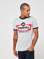 SUPERDRY Tee-shirt Logo Floqu Velours Gris