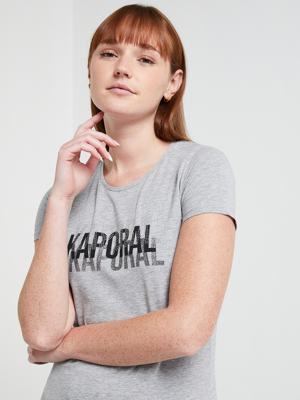 KAPORAL Tee-shirt Logo Paillet Et Strass Gris Photo principale