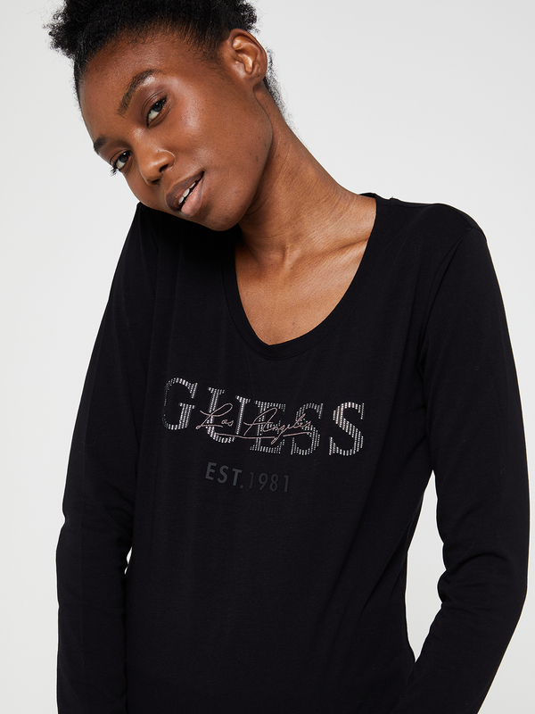 GUESS Tee-shirt Logo Effets Brillants Noir Photo principale
