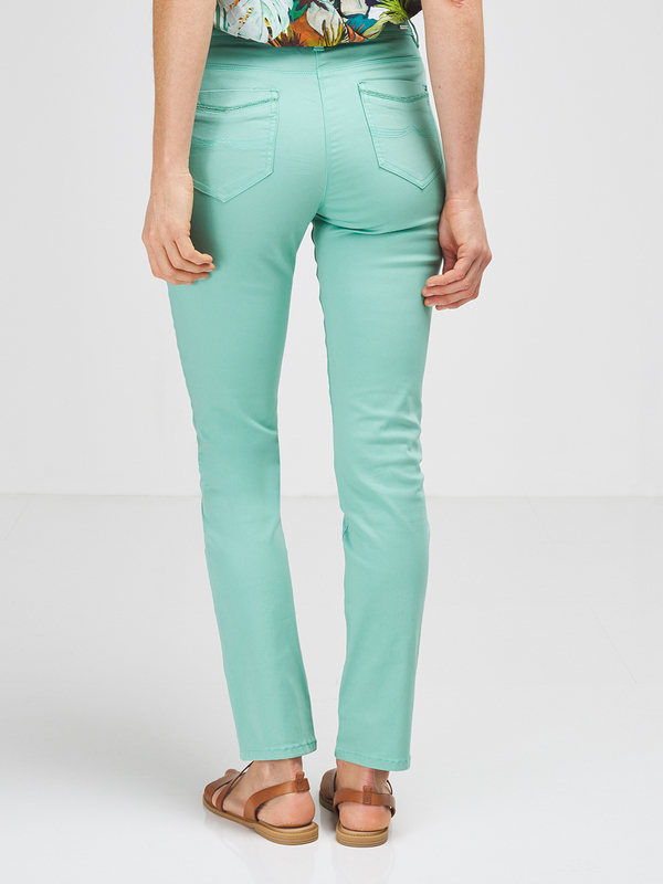 DIANE LAURY Pantalon 5 Poches, Coupe Droite, Ultra Stretch Bleu vert Photo 2