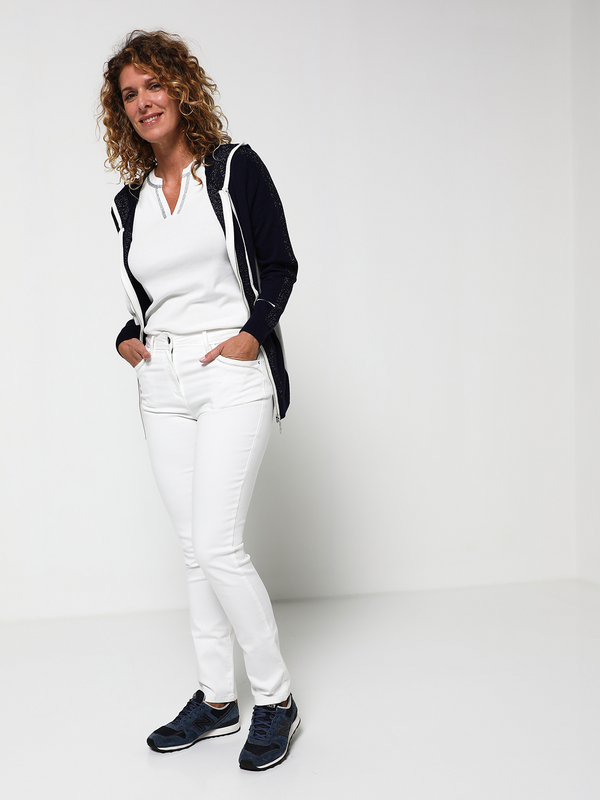 DIANE LAURY Pantalon 5 Poches, Coupe Droite, Ultra Stretch Blanc Photo principale