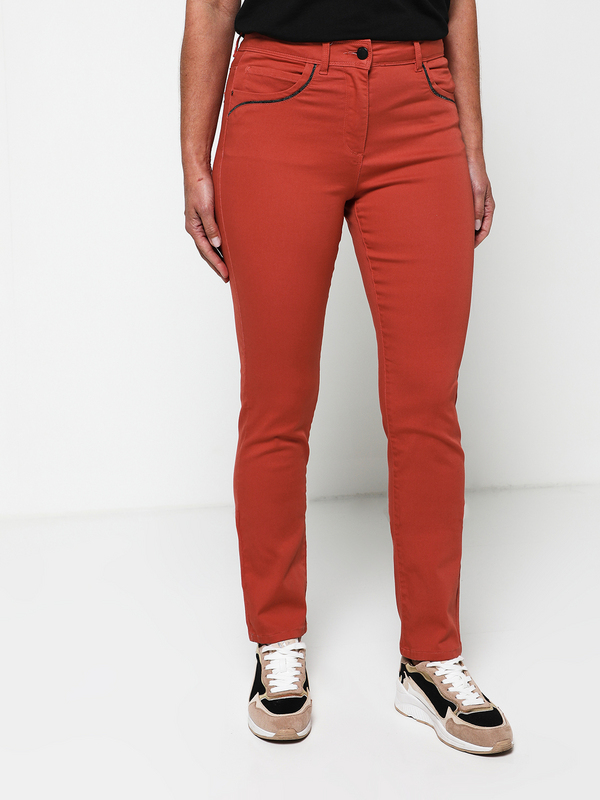 DIANE LAURY Pantalon 5 Poches, Coupe Droite, Ultra Stretch Orange fonc Photo principale