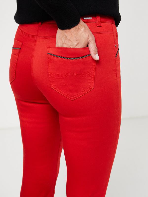 DIANE LAURY Pantalon 5 Poches, Coupe Droite, Ultra Stretch Rouge fonc Photo principale