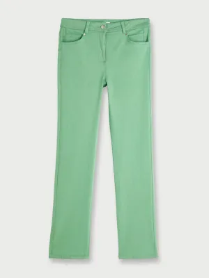 VILA Pantalon Extensible 5 Poches, Coupe Droite Vert