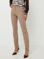 DIANE LAURY Pantalon Stretch Coupe Droite Taille Haute Taupe