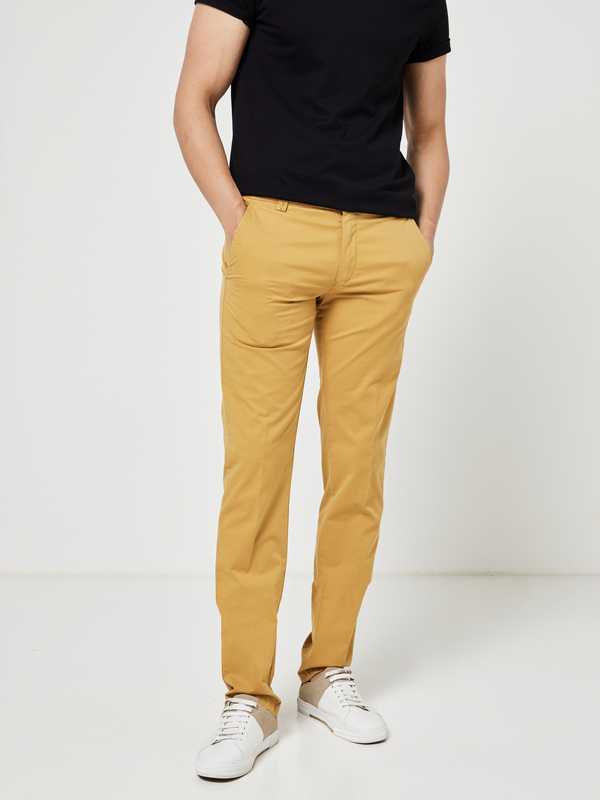 MEYER Chino En Coton Stretch Léger Jaune moutarde