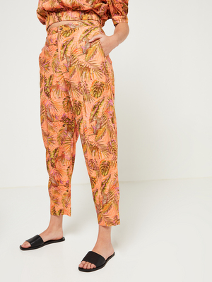 DESIGUAL Pantalon Ample Imprim Avec Lin Orange