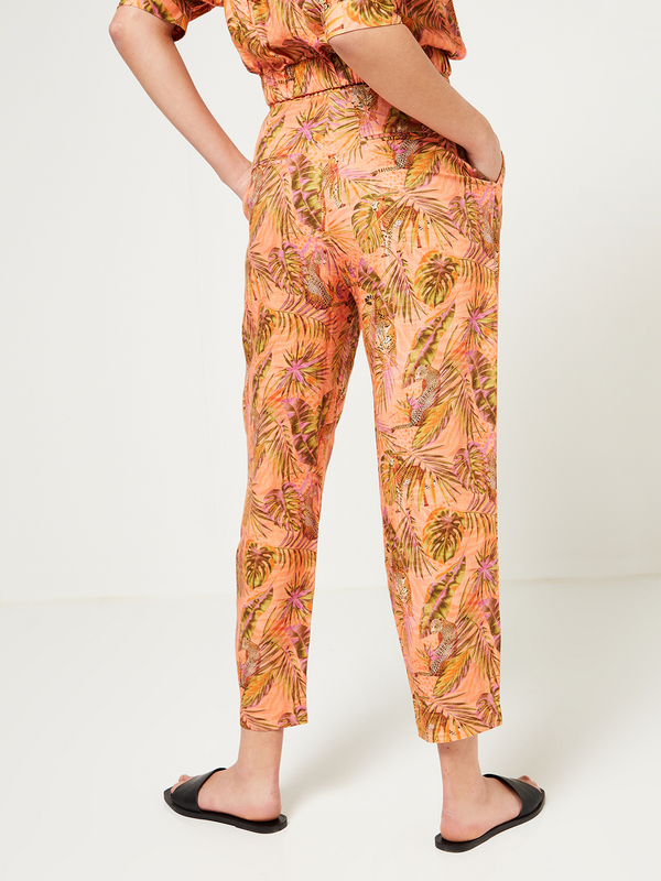 DESIGUAL Pantalon Ample Imprim Avec Lin Orange Photo principale
