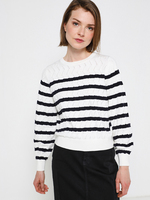 S OLIVER Pull Marinire Cropped Maille Ajoure Ecru
