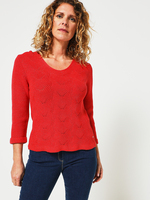 CHRISTINE LAURE Pull Maille Fantaisie Rouge