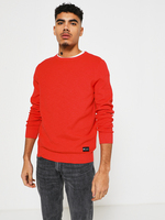 BASEFIELD Pull Maille Pique 100% Coton Rouge
