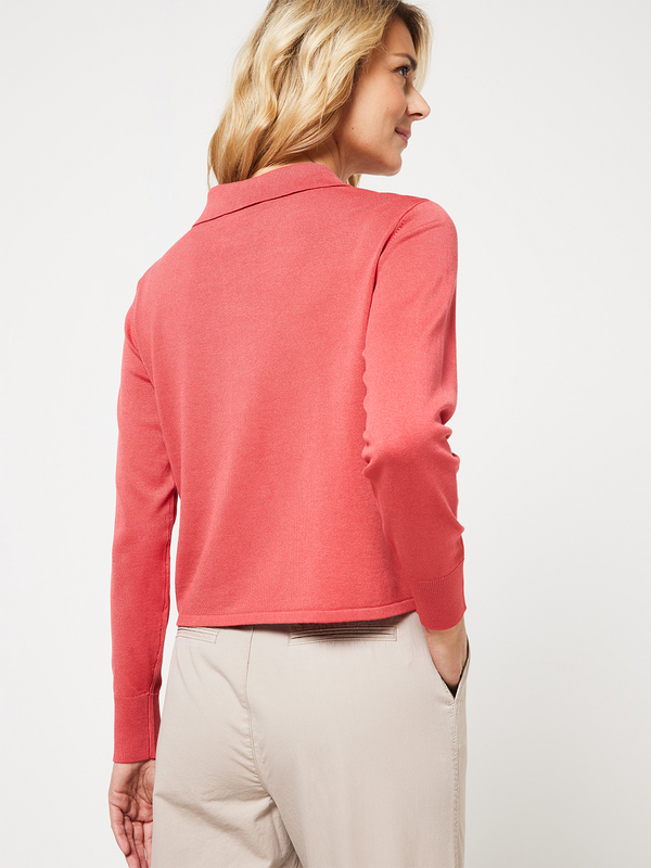 ESPRIT Pull Col Polo Cropped Rouge Photo 2