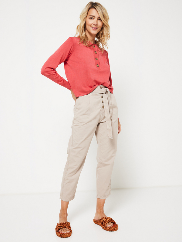 ESPRIT Pull Col Polo Cropped Rouge Photo 3