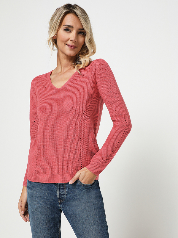 DIANE LAURY Pull Dcollet V Maille Perle Rose Photo principale