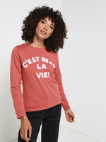 C EST BEAU LA VIE Sweat-shirt, Logo Bouclette ponge Rose