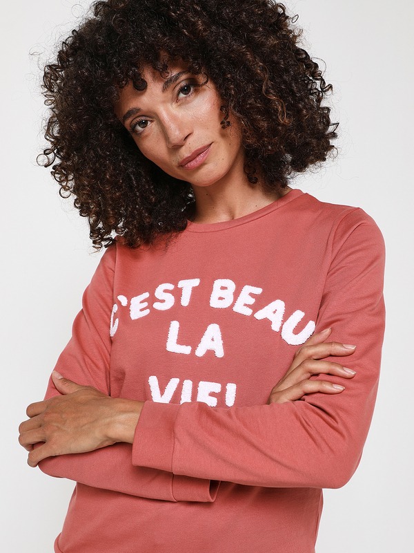 C EST BEAU LA VIE Sweat-shirt, Logo Bouclette ponge Rose Photo principale