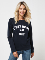 C EST BEAU LA VIE Sweat-shirt, Logo Bouclette ponge Bleu marine