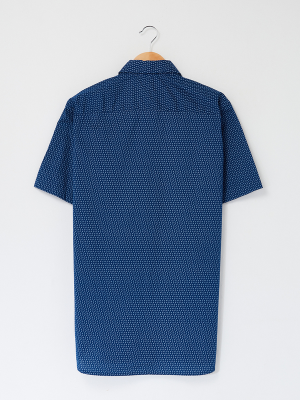 TOMMY HILFIGER Chemise Regular Fit En Coton Micro-motifs Bleu marine Photo principale