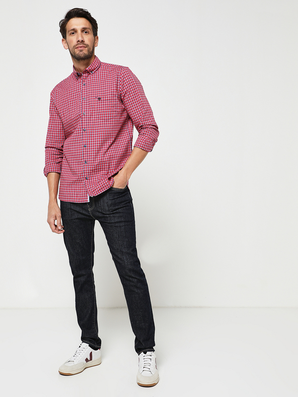 BASEFIELD Chemise Stretch Manches Longues Rouge Photo principale