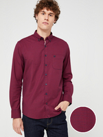 BASEFIELD Chemise Droite Micro Vichy Coton Stretch Rouge