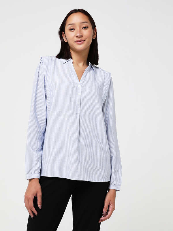 STREET ONE Blouse Ample Fines Rayures Bleu Photo principale