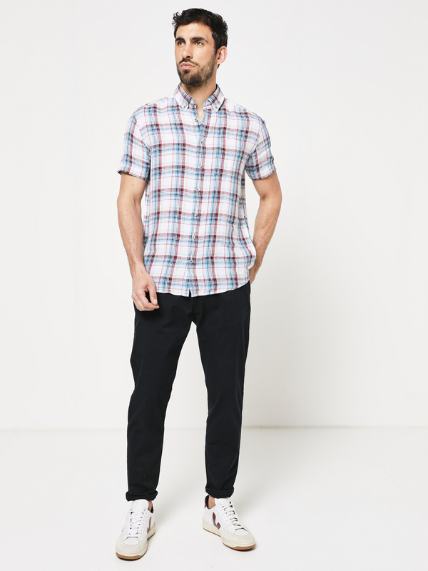 BASEFIELD Chemise Manches Courtes 100% Lin Blanc Photo principale